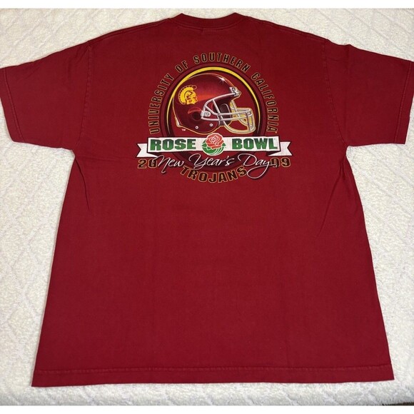 Vintage 2009 Rose Bowl USC Trojans NCAA Football New Years Day Tee Size L - Picture 7 of 12